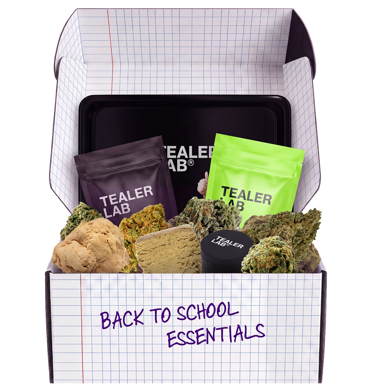 TealerLab School Essentials MIX THX box – 3x7g Power Kush flower, Caramello and Super Crumble OG hash bundle
